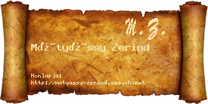 Mátyássy Zerind névjegykártya